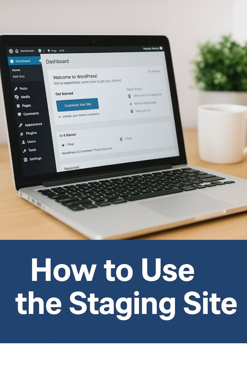 WordPress staging site dashboard showing cloned website environment