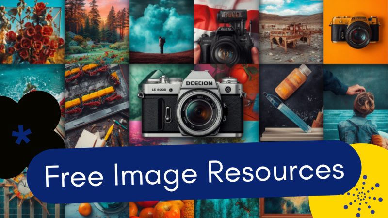 Photo gallery and camera illustration for free image website resources blog post